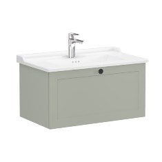 Vitra Root Classic 68812 Lavabo Dolabı, Tek Çekmeceli, 80 Cm, Mat Retro Yeşil, Klasik Lavabolu